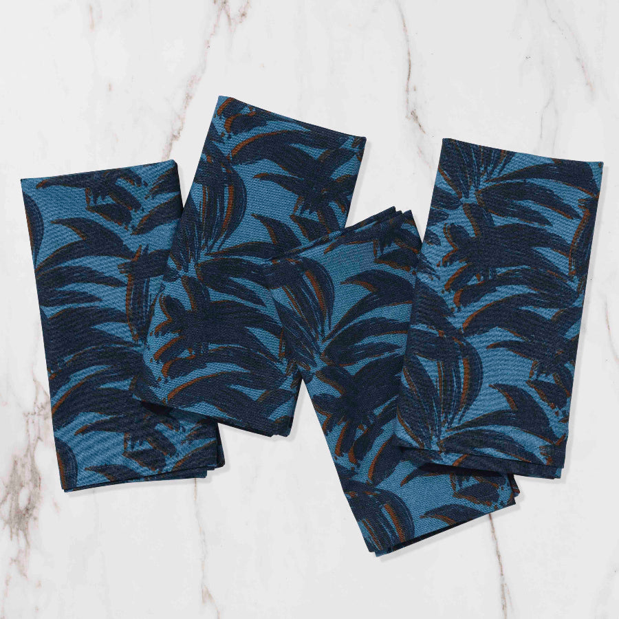 blue napkins with navy blue detailing