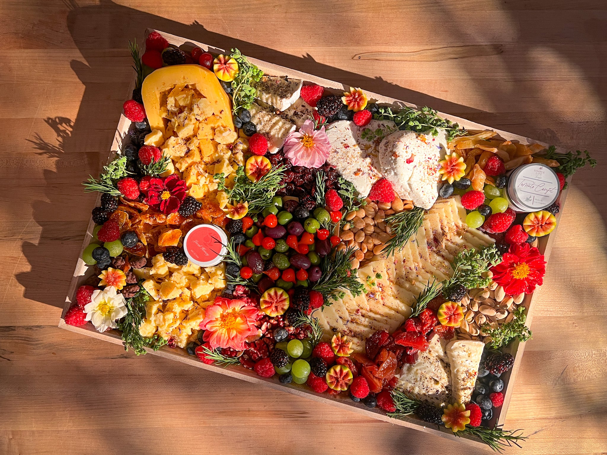 cheeseboard on wooden dining table los angeles delivery